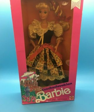 1990 Dolls Of The World Czechoslovakian Nrfb Superstar Barbie Doll Vintage