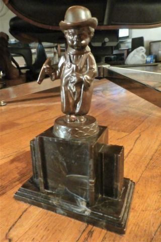 Antique " Bowrey Boy With Cigar " Bronze Metal Figurine On Trophy Base - Dodge Inc
