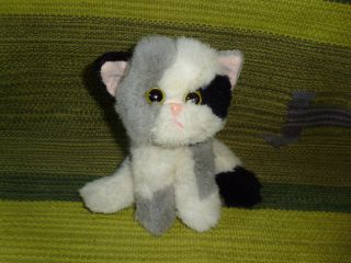 Kitty Kitty Kittens Rattle Plush Toy Stuffed Animal Cat Gray Black White Tyco 7 "