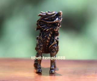 4.  5 cm Chinese Bronze auspicious Foo dog lion Dragon Kylin qilin pixiu sculpture 8