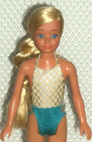 Vintage 1983 Mattel Sun Gold Malibu Skipper Barbie Doll Swimsuit