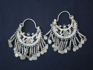 Antique Afghan Kuchi Vintage Tribal Hancrafted Earrings 18th Century