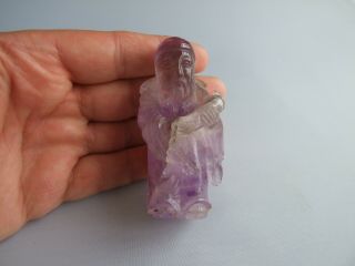Antique Victorian Chinese Carved Natural Amethyst Buddha Statue