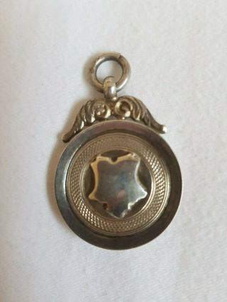 Solid Silver Fob With Link Hallmarked Weight 8.  7 Grams 27mm Dia