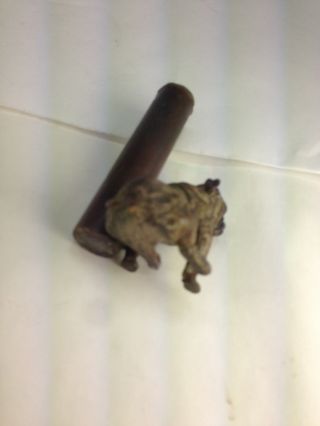 Antique English Cast Bronze English Bulldog With Single Bud Vase or Pen Holder 5
