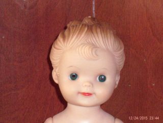 Two Vtg 14 In.  - 15 In.  Vinyl Plastic Jointed Girl Dolls - 1 Marked Kay Sam 1961
