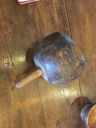 Antique Stone Masons Carvers Mallet Hammer Tool Smiley Face Tool Treen