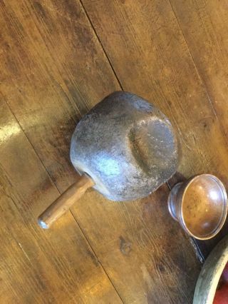 Antique Stone Masons Carvers Mallet Hammer Tool Smiley Face Tool Treen 3