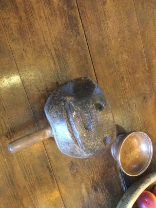 Antique Stone Masons Carvers Mallet Hammer Tool Smiley Face Tool Treen 4