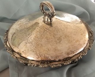 vintage oneida silver plated serving dish with lid 3