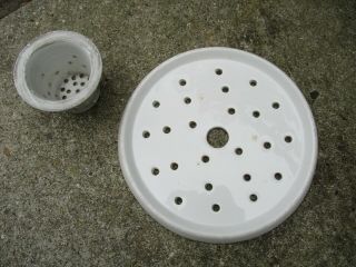A Set Of 2 Antique White Ironstone Dairy Strainers Drainers - Possibly French.