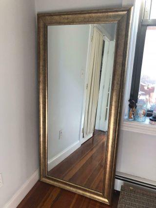 Large Full Length Mirror With Antique Style Brushed Gold Frame 31 " X65 "