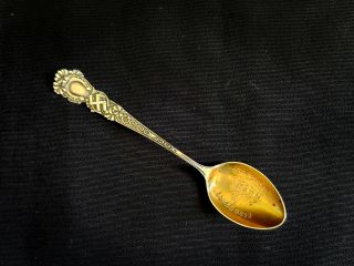 Early 1900s Sterling Souvenir Spoon Good Luck Horseshoe Clover Swastika Omaha