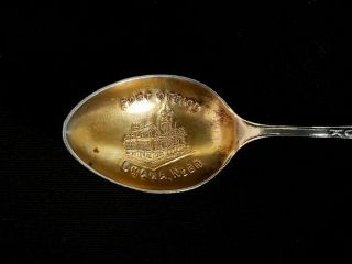 Early 1900s Sterling Souvenir Spoon Good Luck Horseshoe Clover Swastika Omaha 2