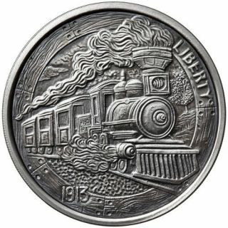 Limited 1 Oz Hobo Nickel Antiqued Art Round (the Train) Silver W/