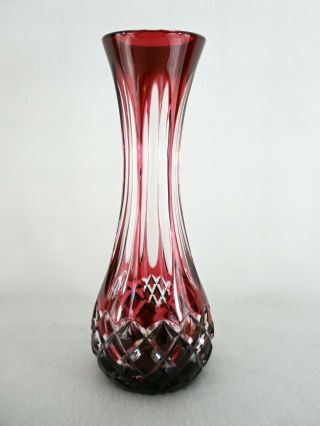 Rare Antique Baccarat Ruby Red Cut To Clear Crystal Glass Vase