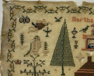 SMALL MID 19TH CENTURY HOUSE & MOTIF SAMPLER BY MARTHA MOULDER - 1859 6