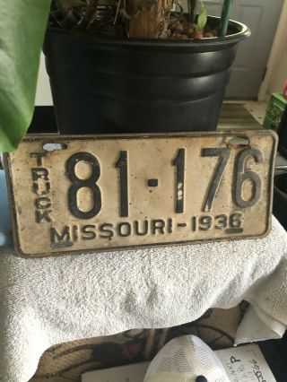 1936 Missouri Truck License Plates.  Vintage,  Antique
