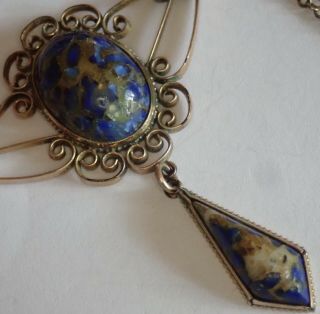 Antique Edwardian Art Deco Gold Filled Art Glass Necklace