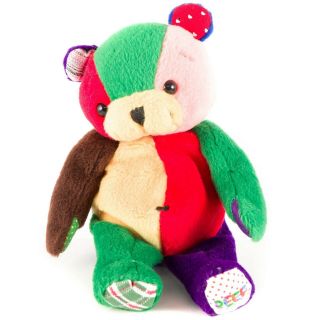 Peef The Christmas Bear Plush 7 " Squeak Multicolor Teddy Vtg Stuffed Animal