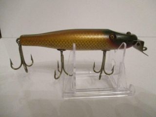 Early Vintage Creek Chub 5 " Pikie Golden Shiner Glass Eye Wooden Fishing Lure