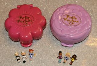 Vintage Polly Pocket Compacts With Figures - Opera And Restaurant Theme
