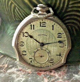 Vtg Illinois Pocket Watch Grade 405 17j Wadsworth Case1923 Serviced
