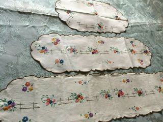Three Vintage Hand - Embroidered Table Runners