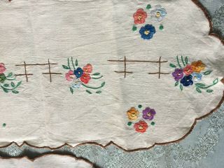 Three Vintage Hand - Embroidered Table Runners 2