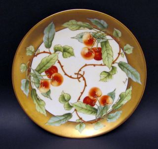 Antique Hand Painted Jh Stouffer Cherry Decoration Plate Signed Arno 1902