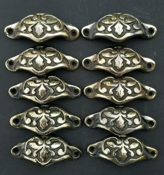 10 Antique Style Victorian Apothecary Shiny Drawer Bin Pull Handles 2 - 7/8 " W A3