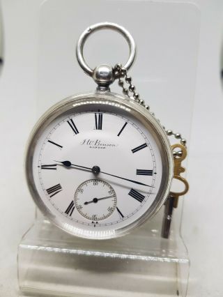 Antique Solid Silver Gents J.  W.  Benson Ludgate Pocket Watch 1886 Ref553