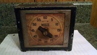 Vintage Kitchen Black Minute Reminder Timer Antique Metal Case Primitive Decor
