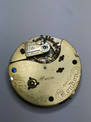 Quality Antique Pocket Watch Movement Retailed By J.  Lawson & Co London