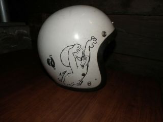 VINTAGE 1960 ' S BELL TOPTEX WHITE MOTORCYCLE HELMET SIZE 7 MADE IN USA L@@K 3