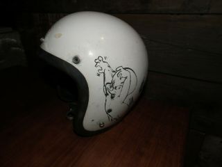 VINTAGE 1960 ' S BELL TOPTEX WHITE MOTORCYCLE HELMET SIZE 7 MADE IN USA L@@K 4