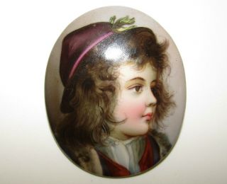 Large,  Fine,  Victorian Miniature Portrait Painting Brooch