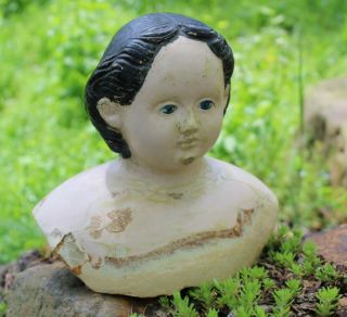 Antique Ludwig Grenier Papier Mache Shoulderhead Doll Head Girl Lady