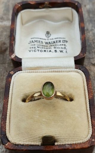 Fully Hallmarked,  Antique Late Vict 22 Ct Gold Peridot Ring,  August Birth Stone.