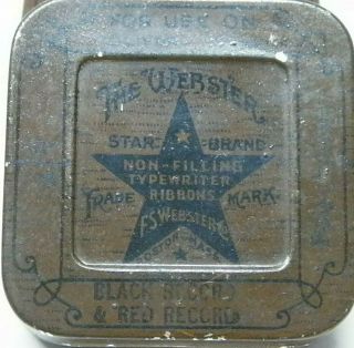 Antique Webster Star Brand Black/red Record Vintage Typewriter Ribbon Tin Oliver