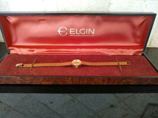 Vintage Elgin Ladies Watch In Case,  & Keeps Great Time