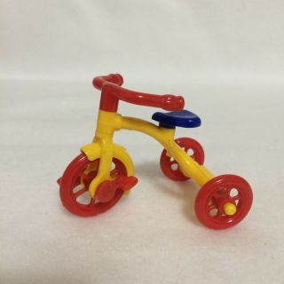 Vintage Renwal No 7 Tricycle Doll House Toy Red Yellow Blue Seat,  Wheel Barrow 2