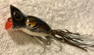 Fishing Lure Fred Arbogast Hula Popper Rare Brown Mouse Seein’s Belevin Bait