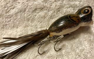 Fishing Lure Fred Arbogast Hula Popper Rare Brown Mouse Seein’s Belevin Bait 2