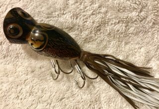 Fishing Lure Fred Arbogast Hula Popper Rare Brown Mouse Seein’s Belevin Bait 3