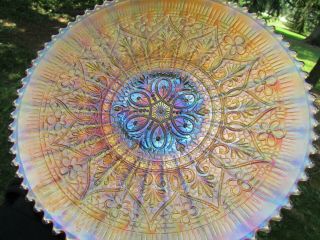 Northwood Hearts And Flowers Antique Carnival Art Glass Plate Marigold A Beauty