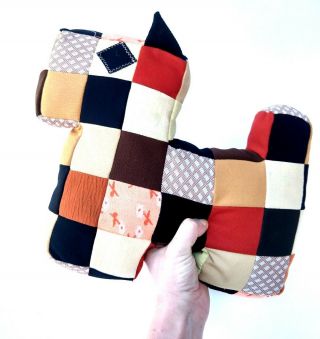 Vintage Handmade Patchwork Quilt Scottie Westie Schnauzer Stuffed Animal Pillow