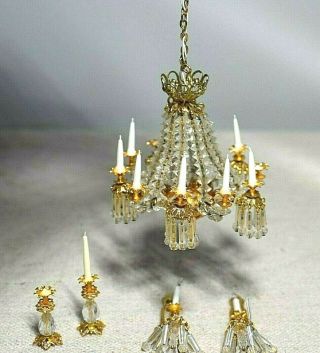 Phyllis Tucker Chandelier,  Sconces,  Candle Holders Dollhouse Miniature 1:12 Cond