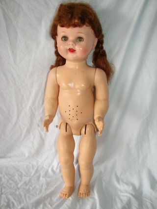 Vintage Doll 21 Inch Hard Plastic Ideal Toy Googly Eyes Saucy Walker Parts