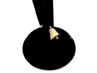 Antique 14k Gold Figural Bell Charm W/tiny Mine Cut Diamond Ringer